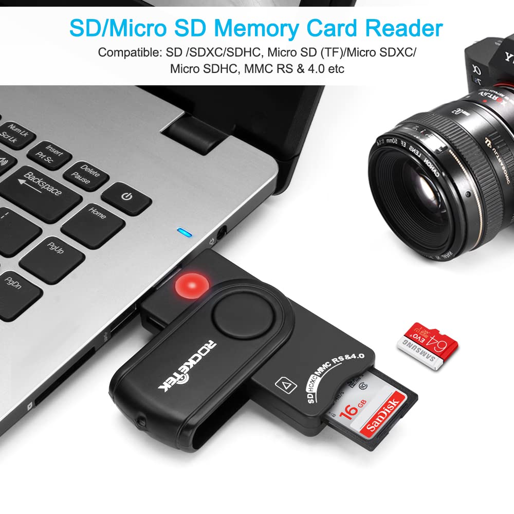 Usb Smart Card Reader, Rocketek Dod Military Usb Cac Memory Card Reader Compatible With Windows, Linux/Unix, Macos X   Build In Sdhc/Sdxc/Sd Card Reader And Micro Sd Card Reader
